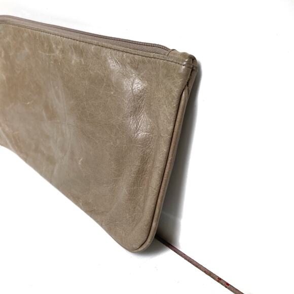 HOBO International Vida Wristlet Clutch Taupe Glazed Leather Silver Wallet Purse - Picture 6 of 15